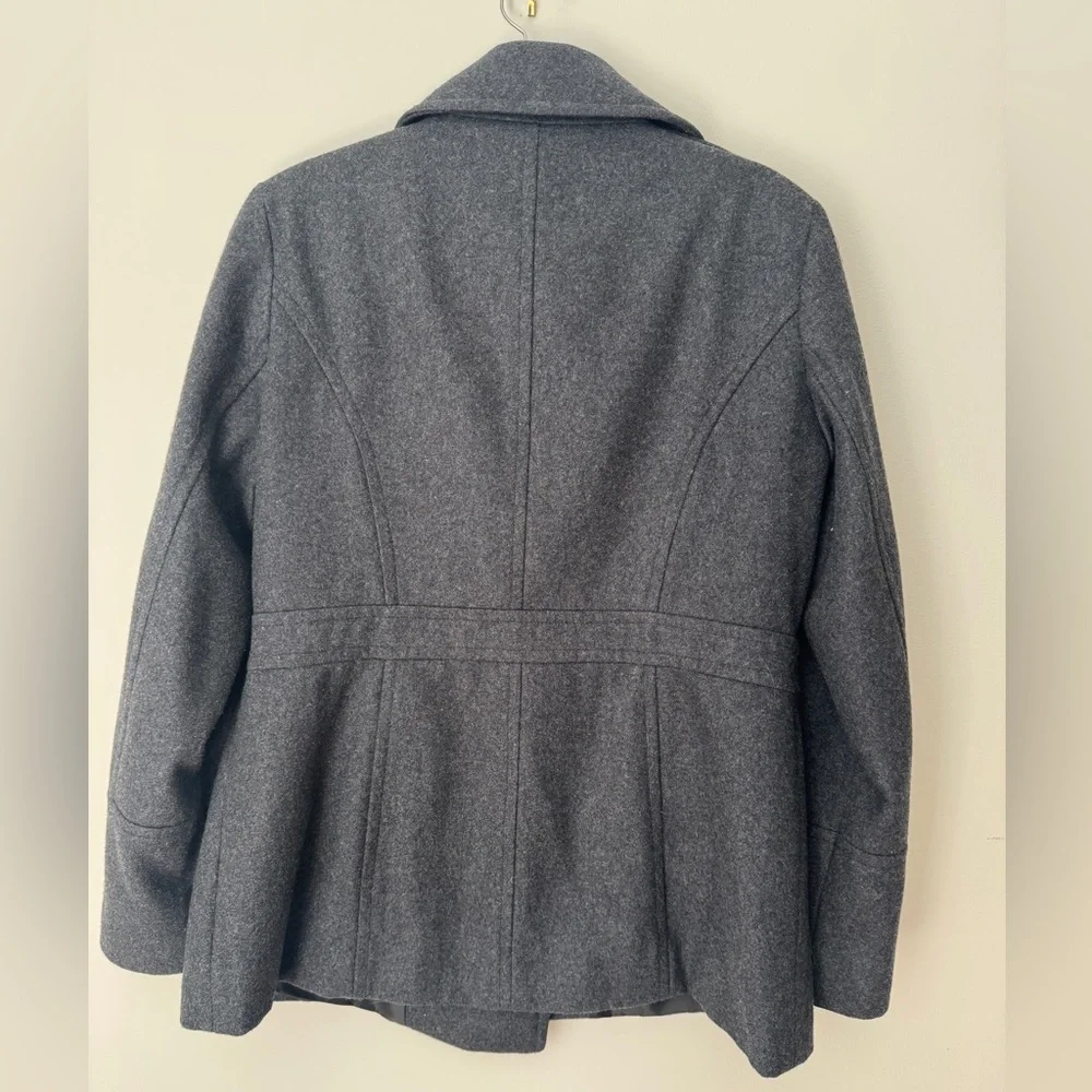 Michael Kors Wool-Blend Double-Breasted Peacoat Jacket - Dark Gray - M Medium